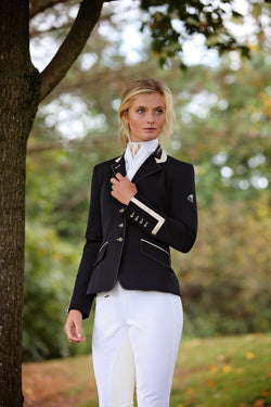 Ladies Charlotte Short Jacket, Black & Champagne