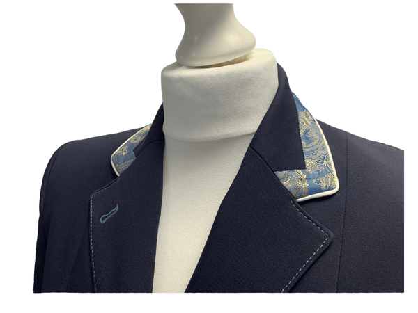 Ladies Charlotte Short Jacket, Navy & Blue Gold Paisley