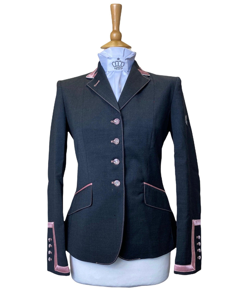 Ladies Charlotte Short Jacket,  Charcoal & Light Rose Pink