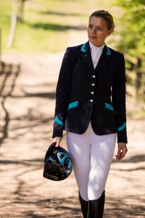 Ladies Charlotte Short Jacket, Navy & Turquoise