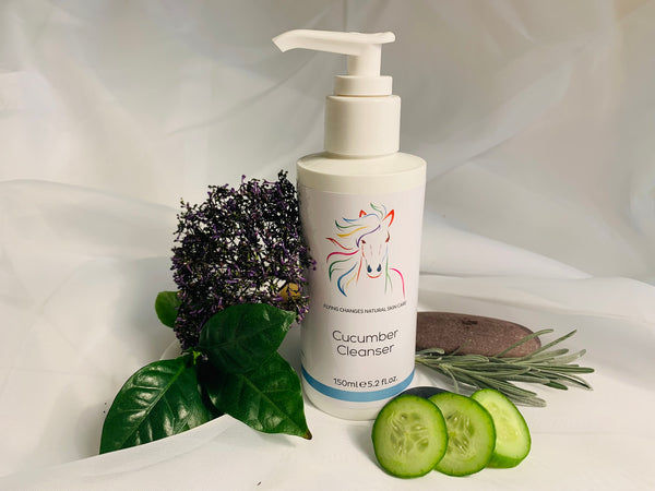 Flying Changes | Cucumber Cleanser | Infused with cucumber to give the skin a gentle deep cleanse while soothing & softening the skin. Results in a brighter and clearer complexion.