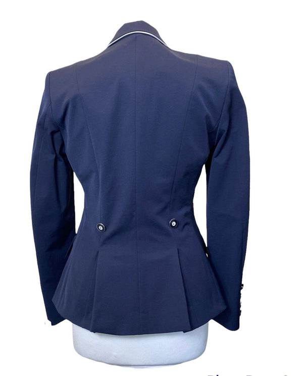 Ladies Gina Cutaway Short Jacket, Navy  with Turquoise points