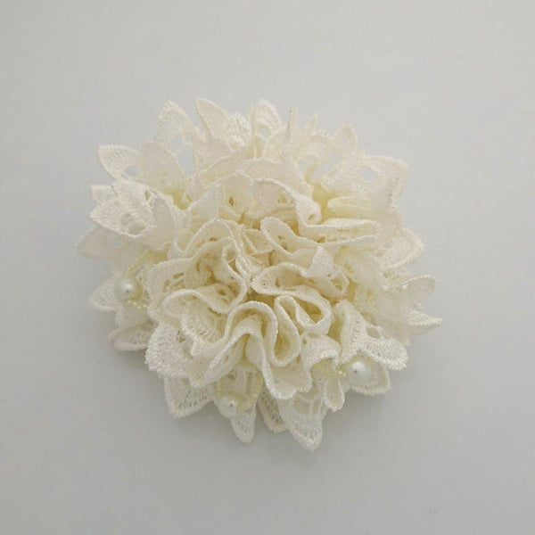 Floral Pearl Beaded Lace Scrunchie