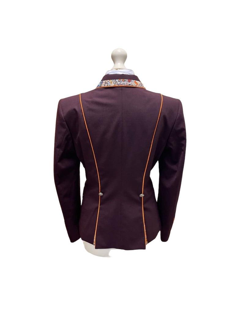 SALE - Ladies Gina Cut Away Short Jacket, Tess Plum & Orange LP, UK Size 12 SPL