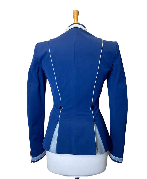 Charlotte Short Jacket Classic Blue with Slate trim and back piping - Flying Changes