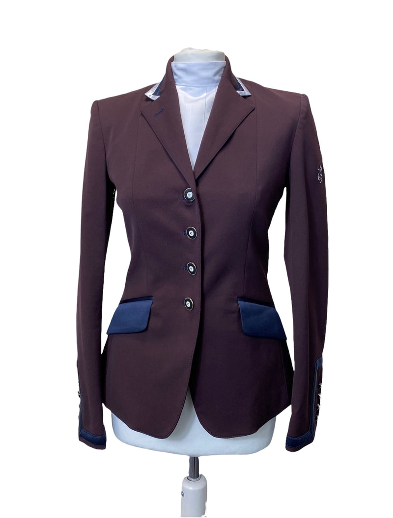 Ladies Charlotte Short Jacket, Bordeaux & Tri Collar