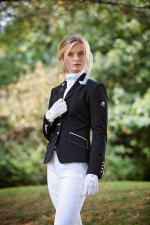 Ladies Charlotte Short Jacket, Black & Slate - Custom Measurements