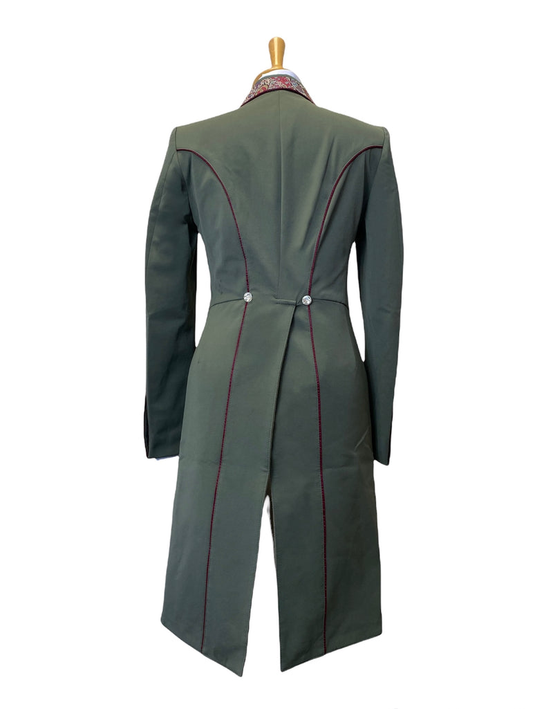 Ladies Isabell Dressage Tailcoat, Sage & Burgundy Liberty Print