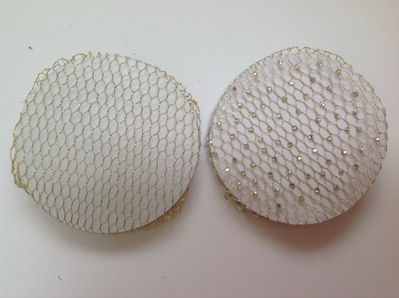 Fine Gold mesh bun nets plain, swarovski Crystals and Pearls