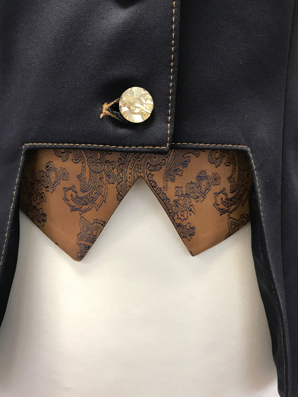 Ladies Gina Cutaway Jacket, Navy, Copper Paisley