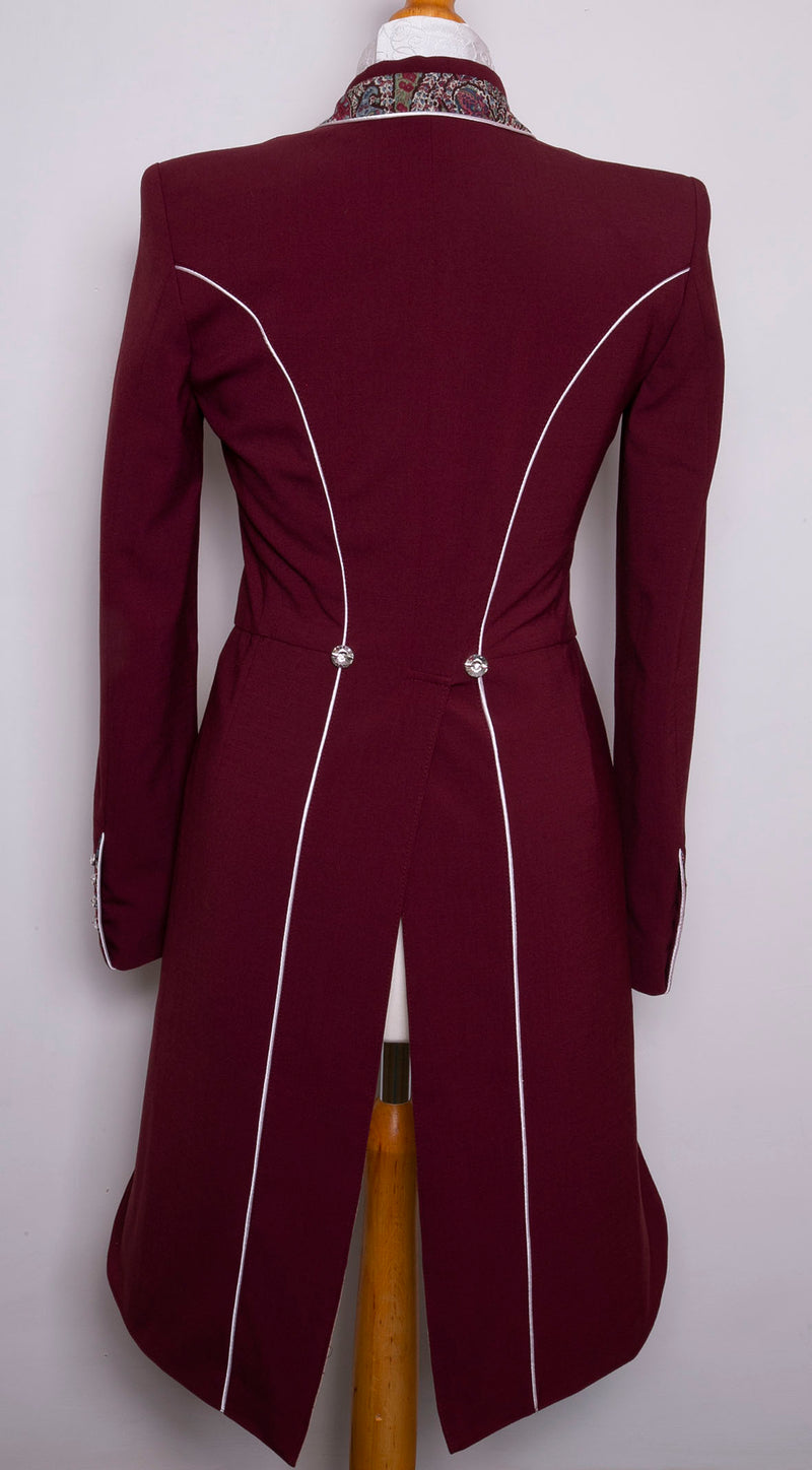 Ladies Isabell Dressage Tailcoat, Burgundy & Burgundy Liberty Print