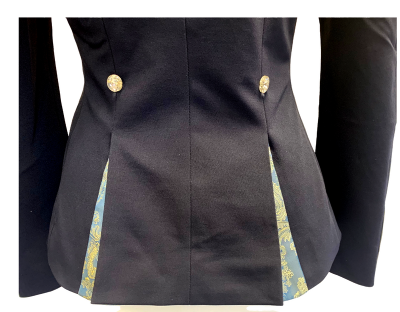 Ladies Charlotte Short Jacket, Navy & Blue Gold Paisley