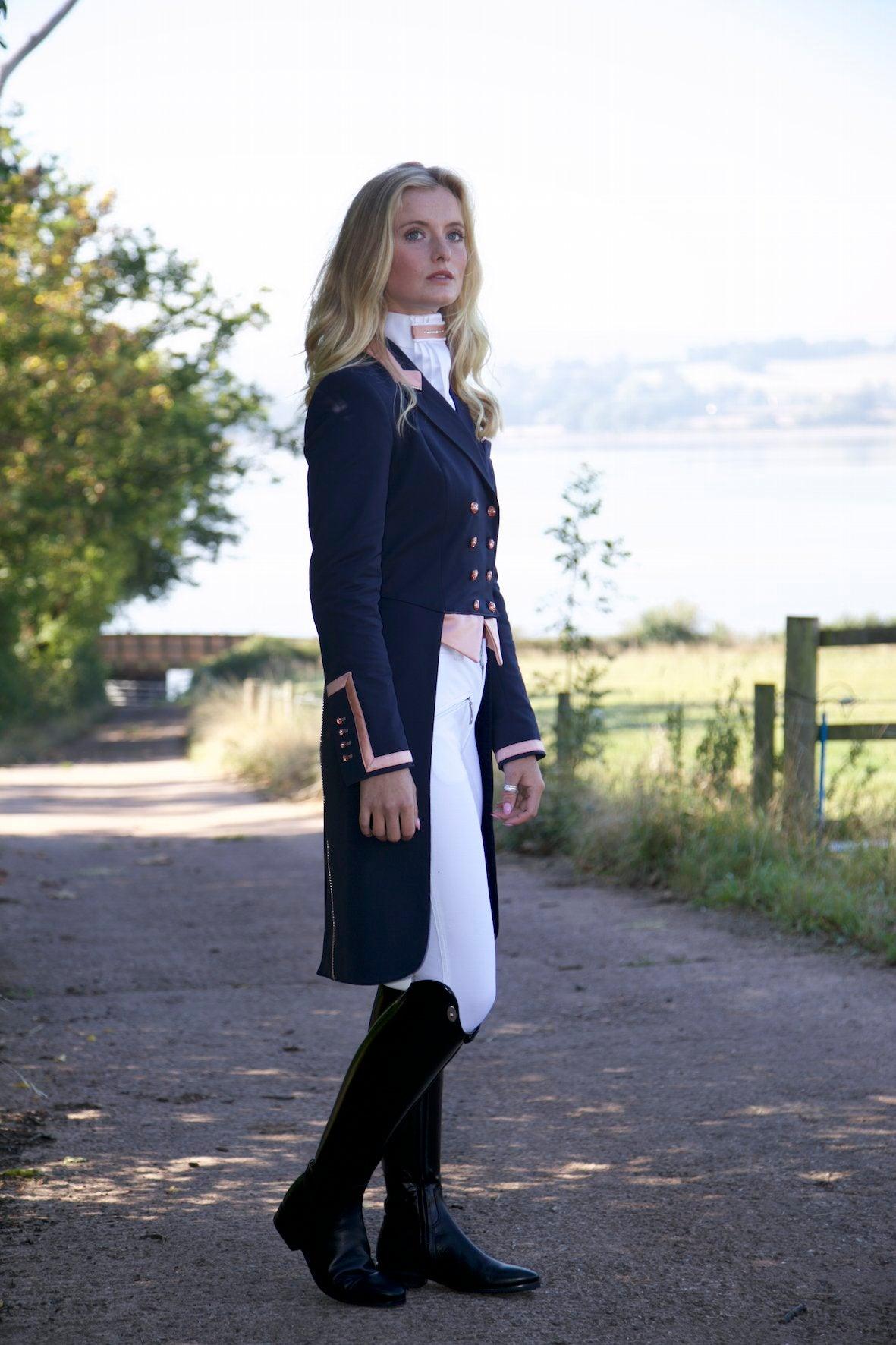 Ladies Isabell Dressage Tailcoat, Navy & Rose Gold