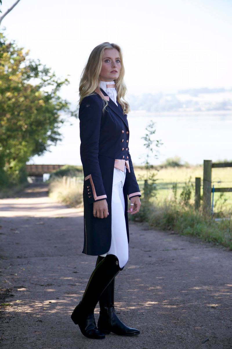 Ladies Isabell Dressage Tailcoat, Navy & Rose Gold