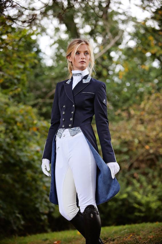 Ladies Isabell Dressage Tailcoat, Navy & Blue Liberty Print