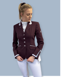 Charlotte Short Jacket Burgundy with slate blue contrast - Flying Changes