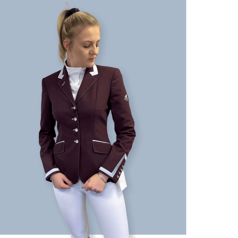 Charlotte Short Jacket Burgundy with slate blue contrast - Flying Changes