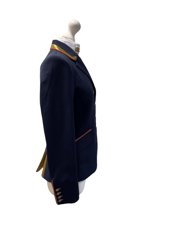 Sale Ladies Charlotte Short Jacket Navy & New Gold Contrast, Red Piping