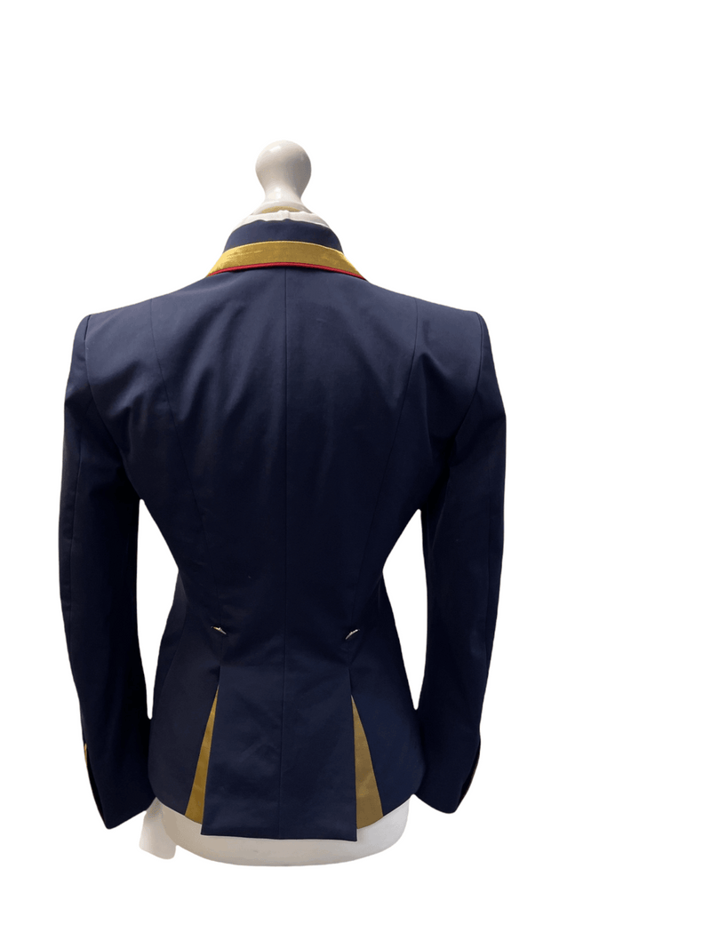 Sale Ladies Charlotte Short Jacket Navy & New Gold Contrast, Red Piping