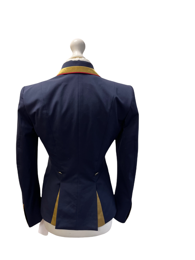 Sale Ladies Charlotte Short Jacket Navy & New Gold Contrast, Red Piping