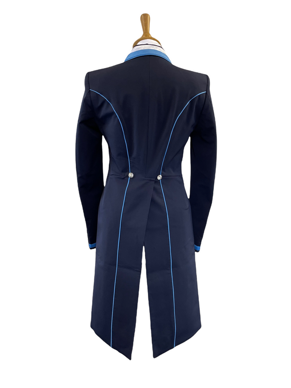 Ladies Isabell Dressage Tailcoat, Navy & Sky Blue/White Bi Collar