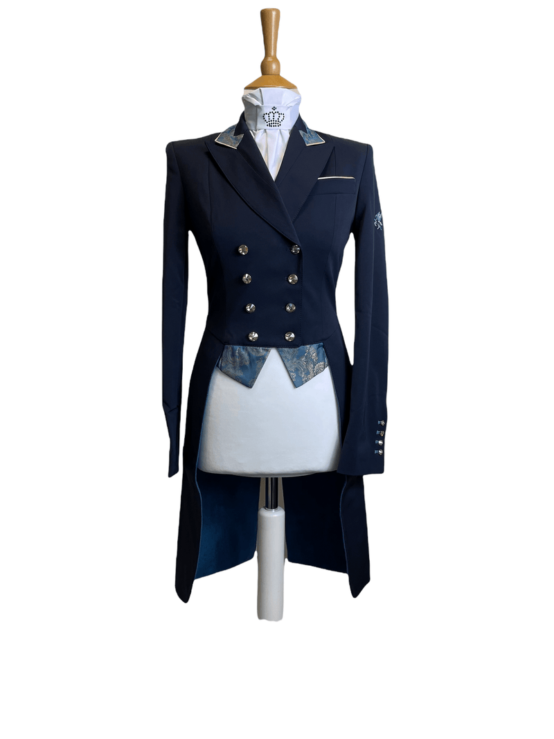 Ladies Isabell Dressage Tailcoat, Navy & Blue Gold Paisley