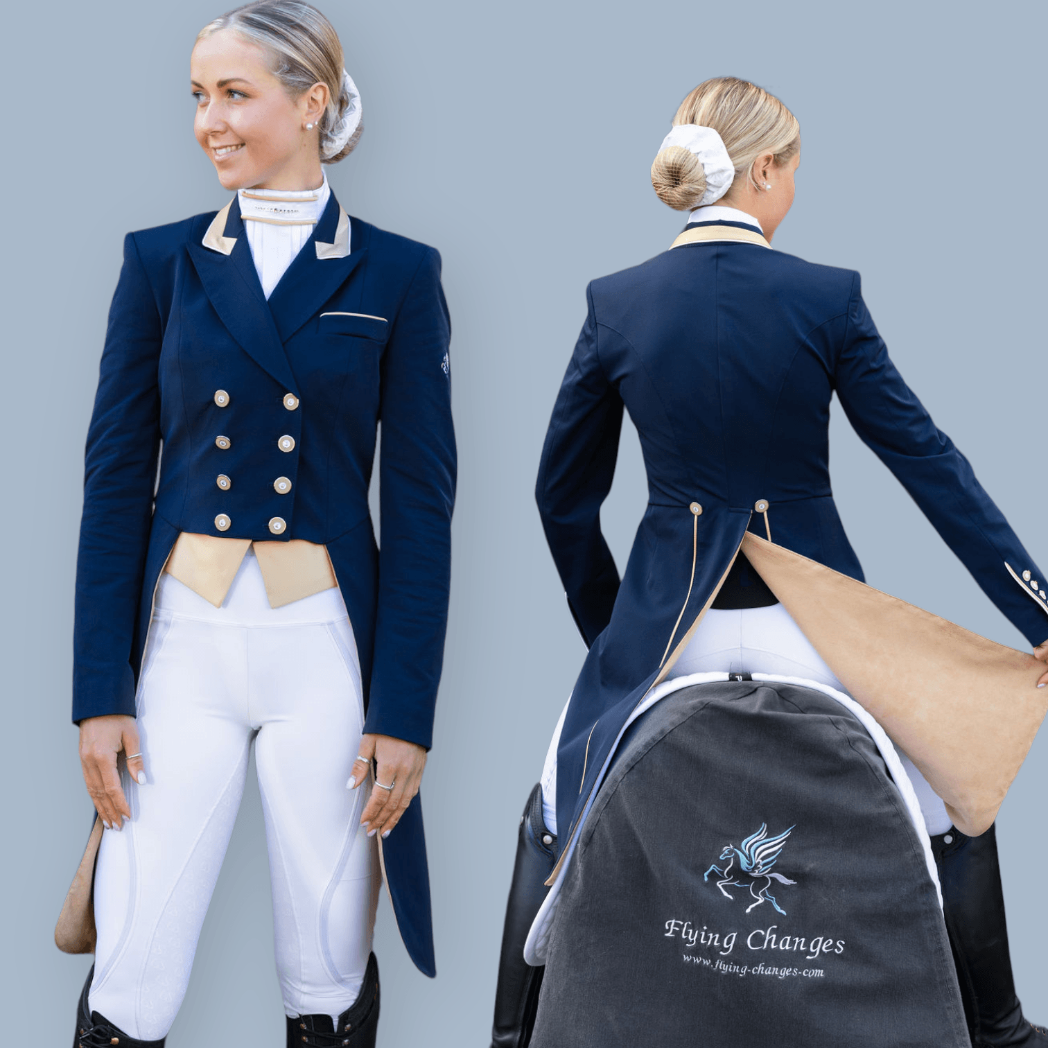 Ladies Isabell Dressage Tailcoat, Navy & Gold