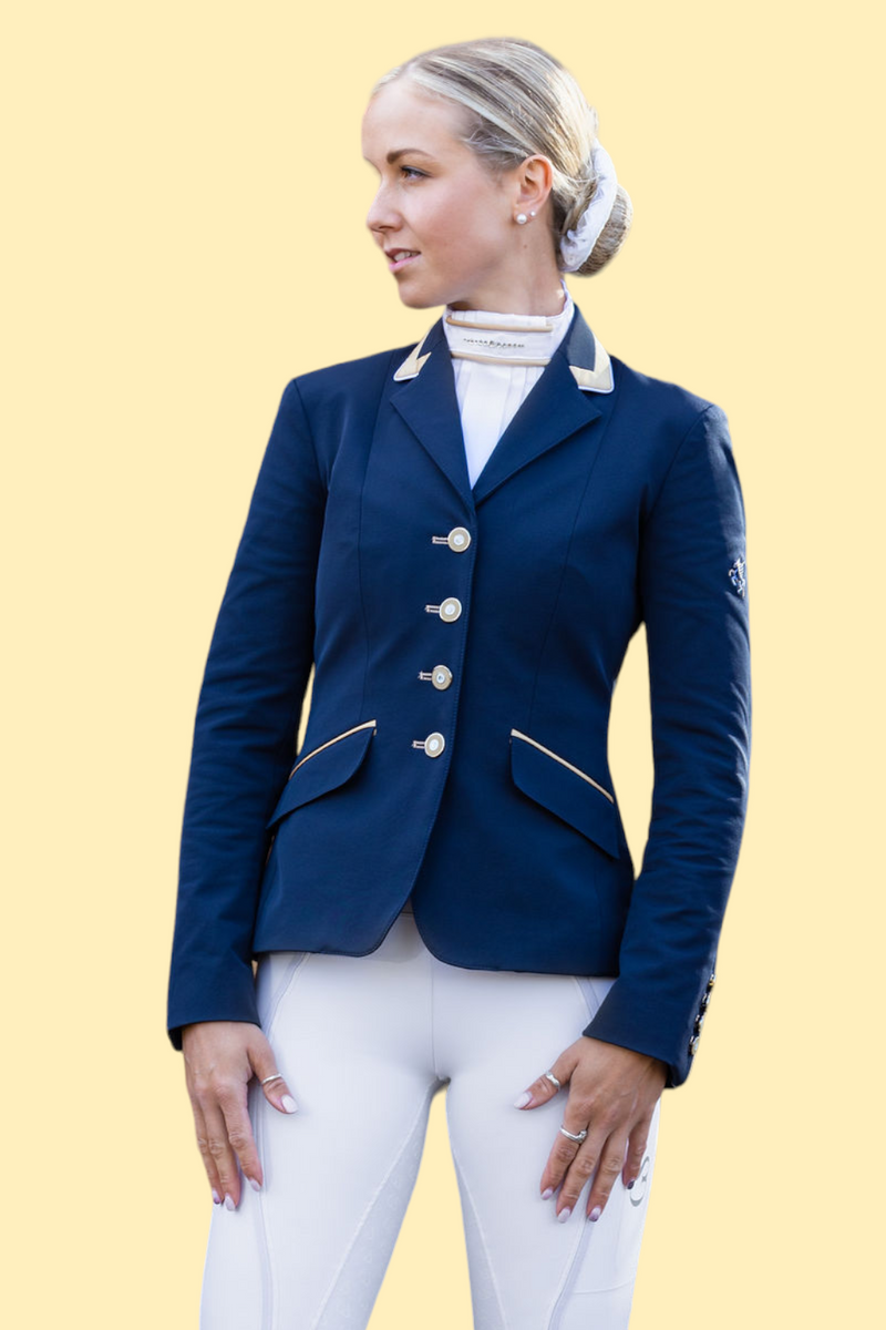 Ladies Charlotte Short Jacket, Navy & Gold