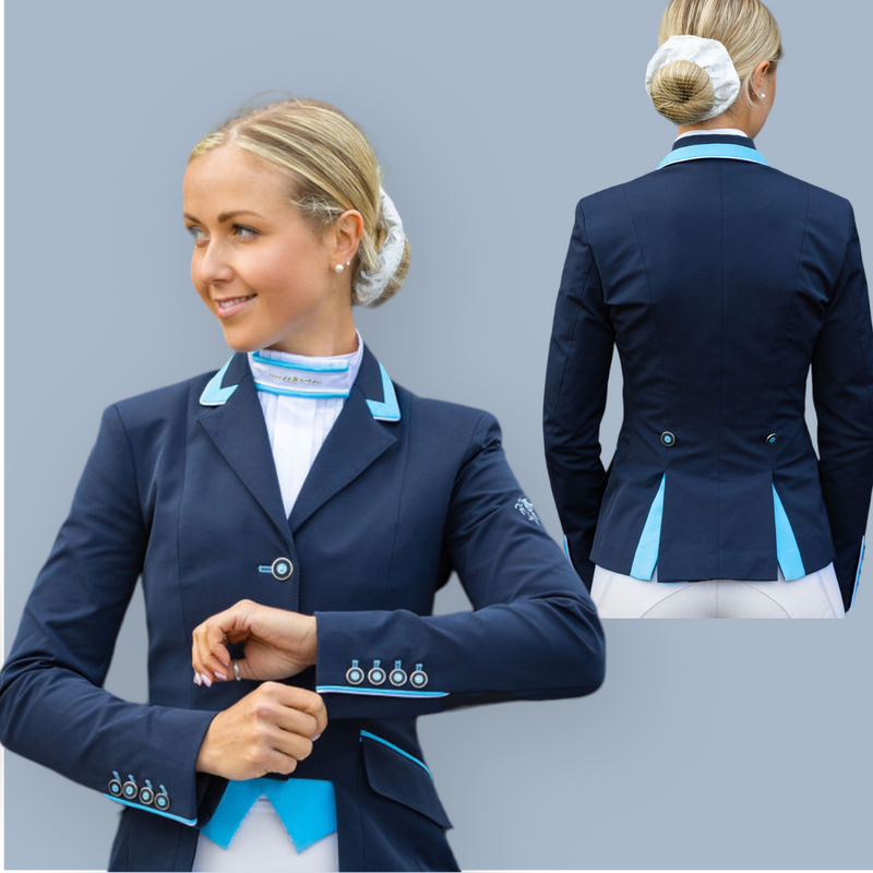 Ladies Gina Cutaway Short Jacket, Navy & Blue Detailing and Interchangeable Points