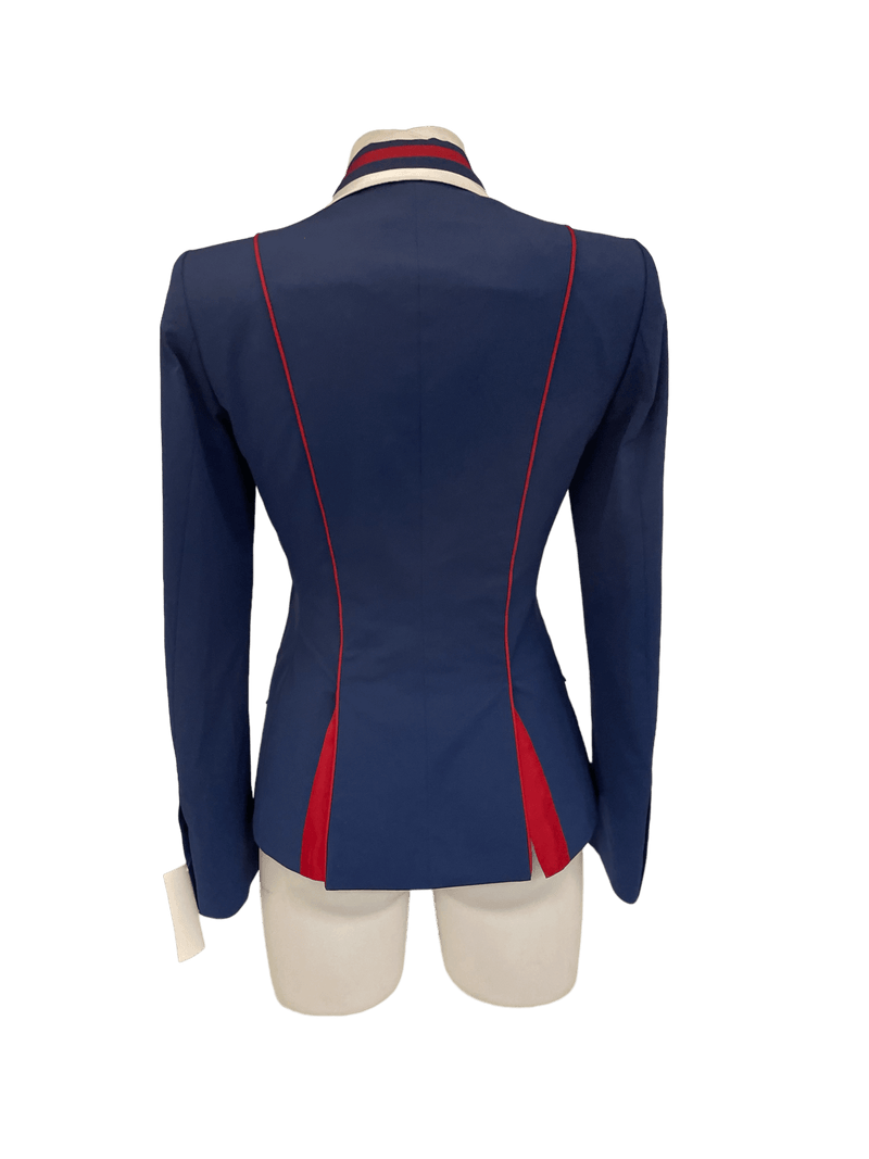 Ladies Charlotte Short Jacket, Royal Blue, Red & White contrast