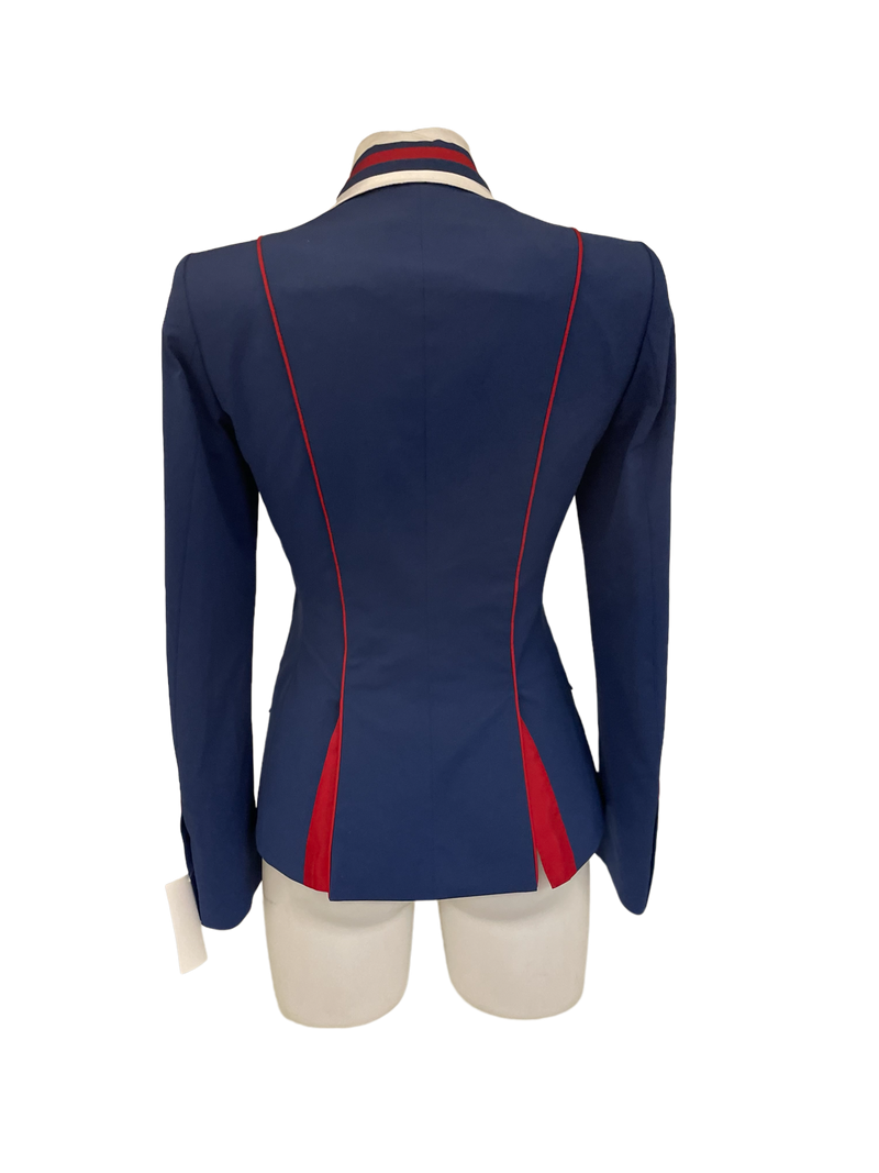 Ladies Charlotte Short Jacket, Royal Blue, Red & White contrast
