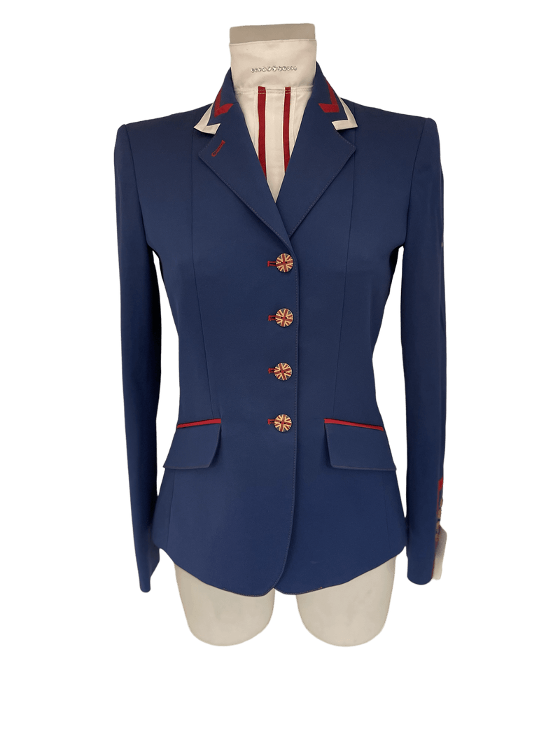 Ladies Charlotte Short Jacket, Royal Blue, Red & White contrast