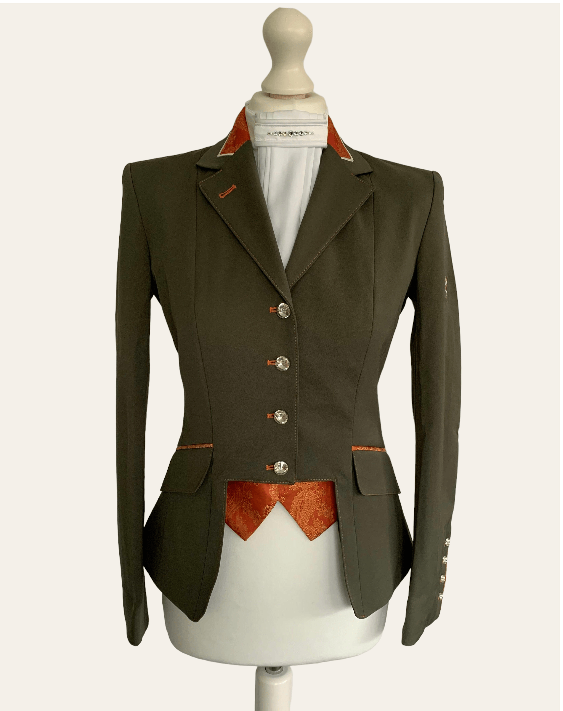 Ladies Gina Cutaway Jacket, Sage, Orange Paisley