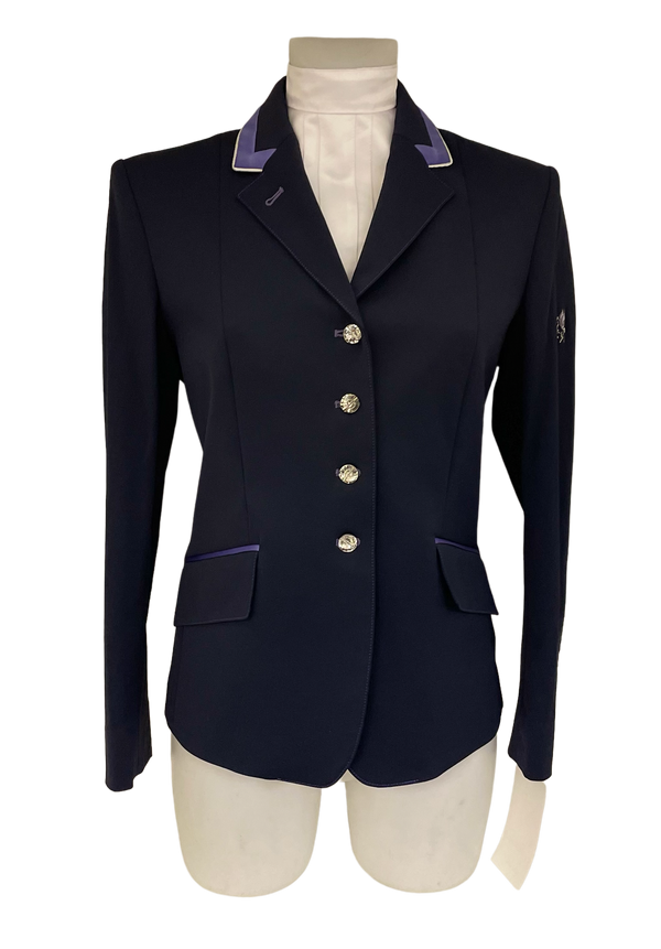 SALE Ladies Charlotte Short Jacket, Navy with purple contrast, Ladies UK size 12