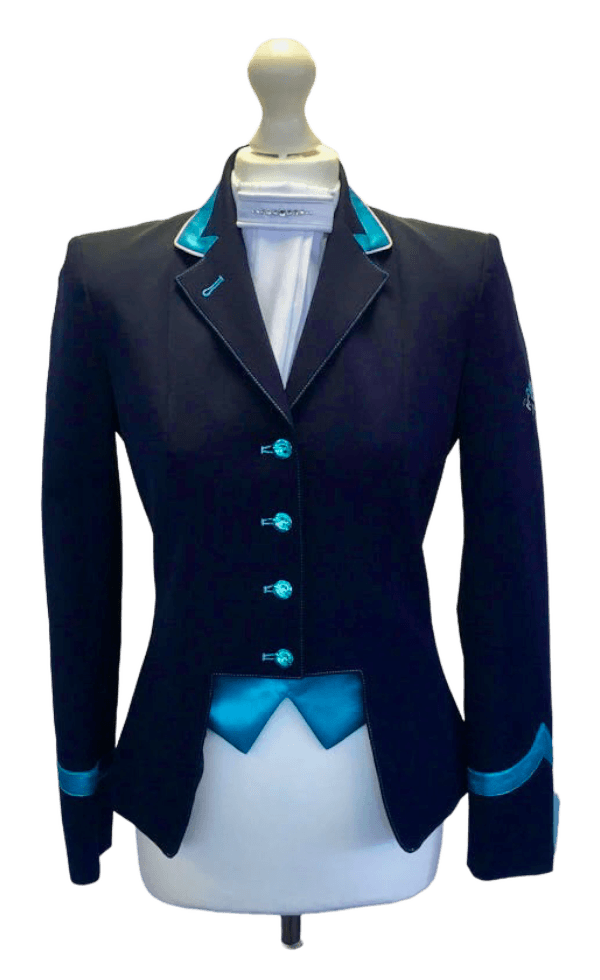 Ladies Gina Cutaway Short Jacket, Navy & Turquoise