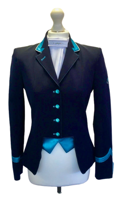 Ladies Gina Cutaway Short Jacket, Navy & Turquoise