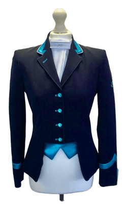 Ladies Gina Cutaway Short Jacket, Navy & Turquoise