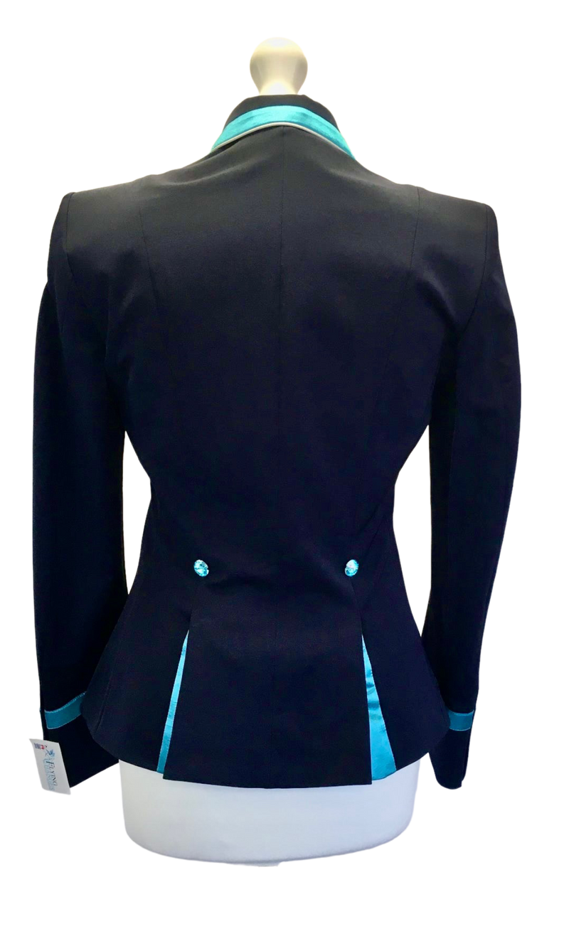Ladies Gina Cutaway Short Jacket, Navy & Turquoise