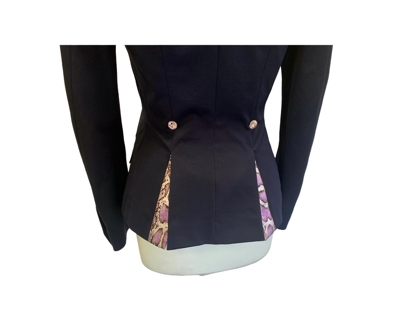 SALE Ladies Charlotte Short Jacket, Navy & Lilac Faux Snake Skin