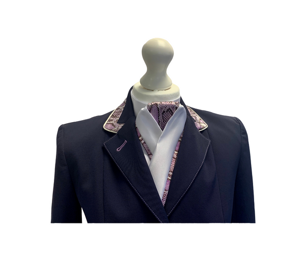 Sale - Ladies Charlotte Short Jacket, Navy & Lilac Faux Snake Skin