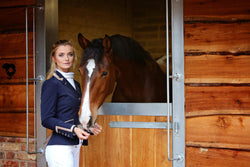 Ladies Gina Cutaway Short Jacket, Navy & Beige Paisley