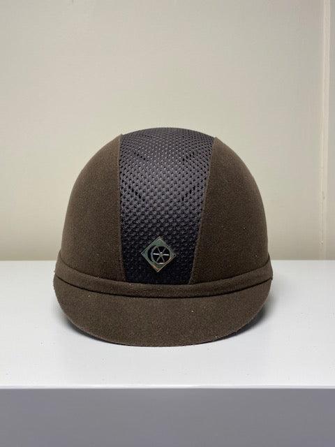 Ex Display Charles Owen Ayr8 , Brown Suede Riding Hat 57cm