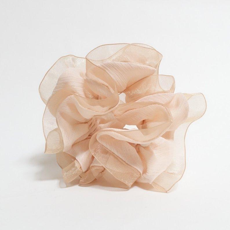 Mesh Trim Chiffon Scrunchie