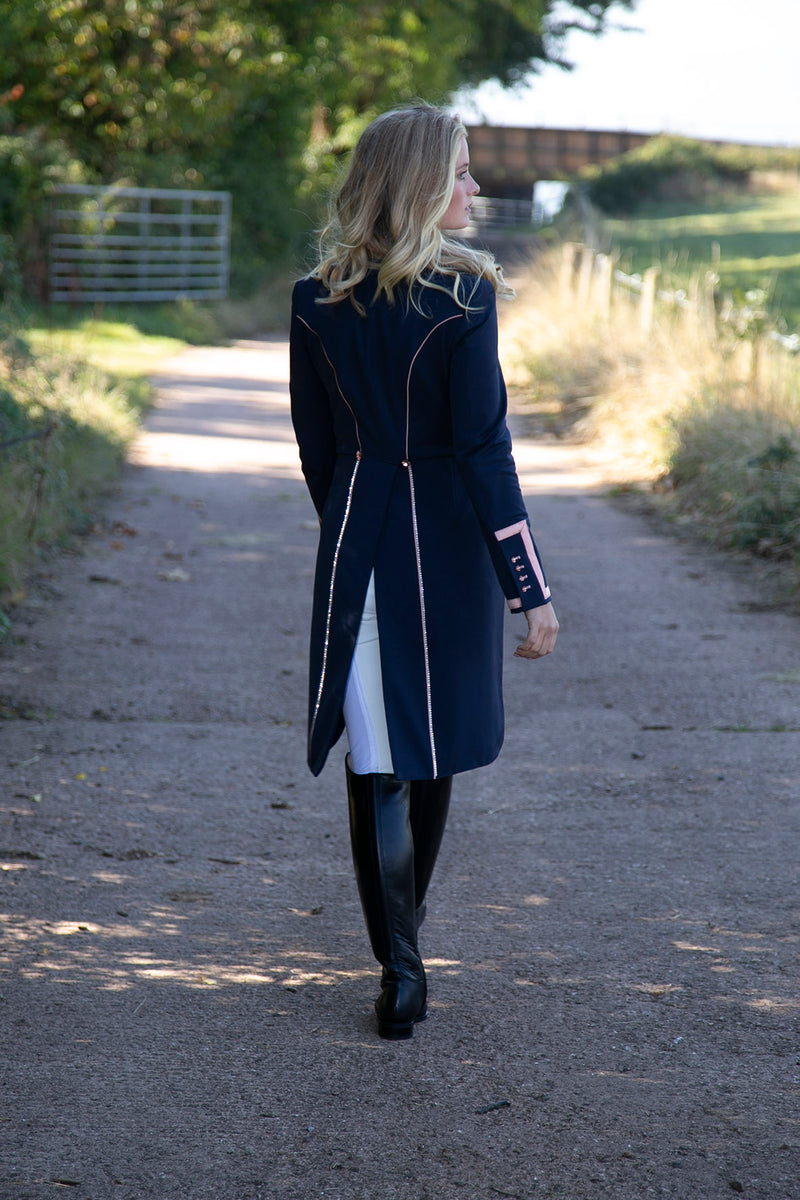 Ladies Isabell Dressage Tailcoat, Navy & Rose Gold