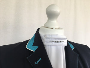 Ladies Gina Cutaway Short Jacket, Navy & Turquoise